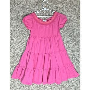 Hanna Andersson Girls Pink Princess Twirl Embroidered Tiered Dress Size 6X–7